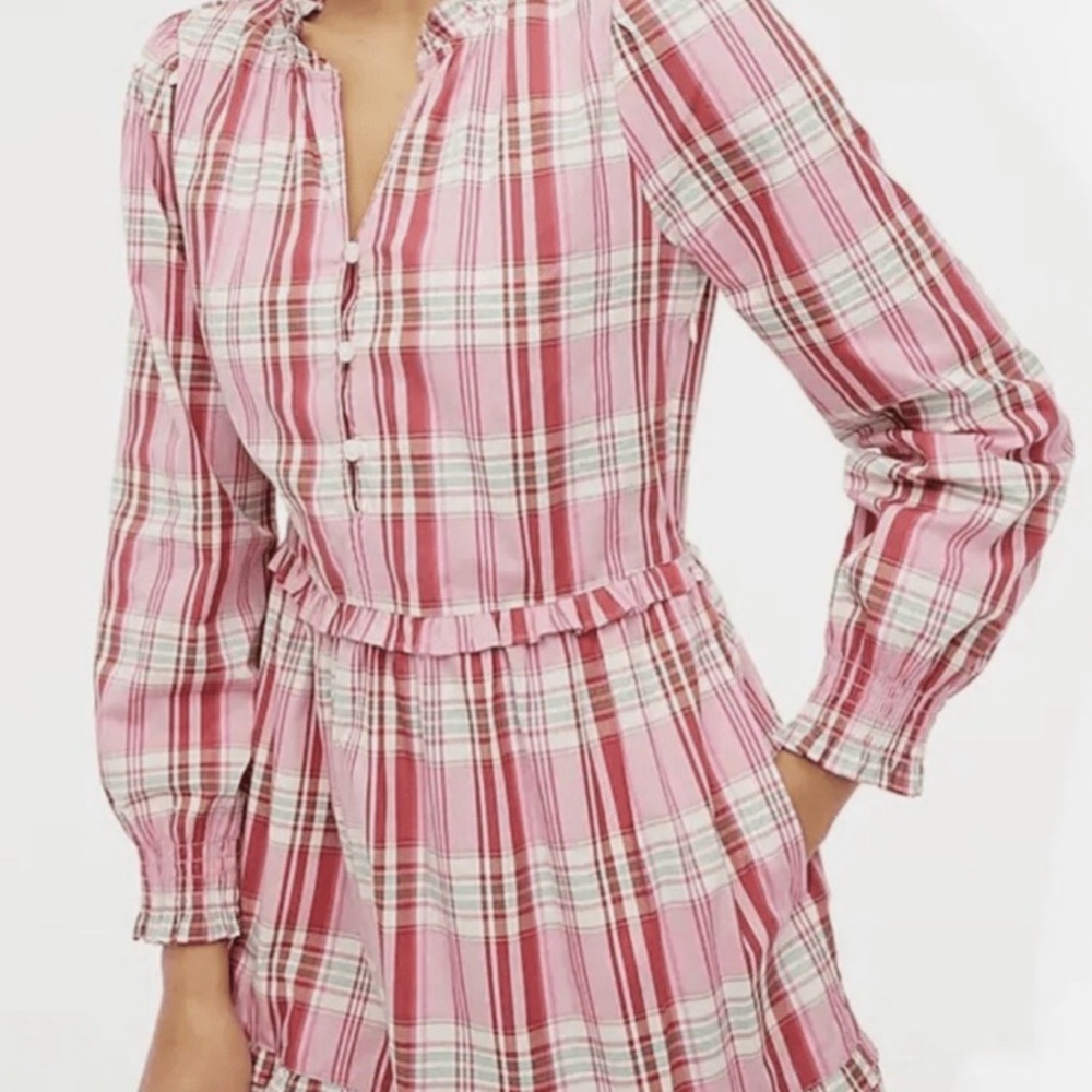 J. Crew Pink and Mint Plaid Button-Front Shirt
Pockets and zipper